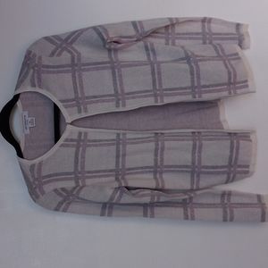 Liz Claiborne Petite Cardigan Sweater, size PM, white, pink and grey